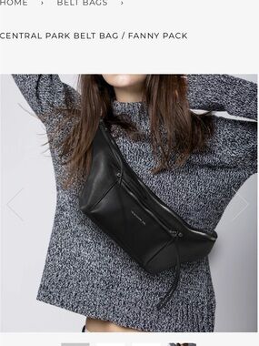 Expressions NYC Black Leather Crossbody Belt Bag